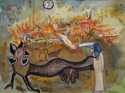 null Jean DEL DEVEZ (1909-1983)
The destruction
Gouache signed lower right
47,5 x...