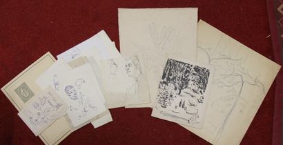 null Charles KIFFER (1902-1992)
Set of 21 sketches: portraits, landscape.