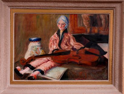 null Modern school
Doll and violin
Oil on canvas
46 x 61 cm (accidents and resto...