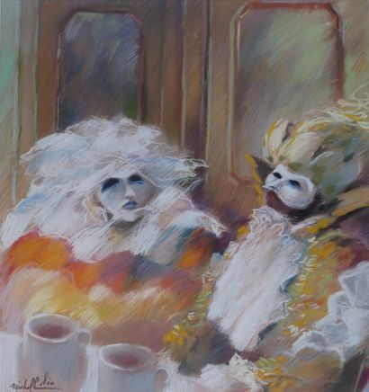Michel POLIN (XXth c.)
Venetian masks
Pastel...