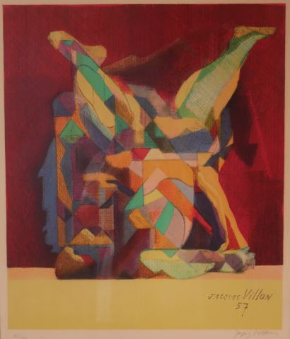 null *Jacques VILLON (1875-1963)
La lutte, 1957
Lithographie couleur signée en bas...