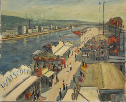 null Guy PICHON (1933-2007)
The fair on the quays
Oil on canvas signed lower right,...