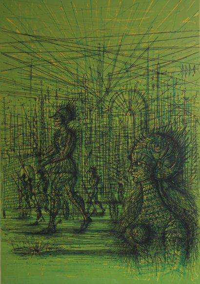 null Jean CARZOU (1907-2000)
Les guerriers, 1973
Lithographie signée en bas à droite...