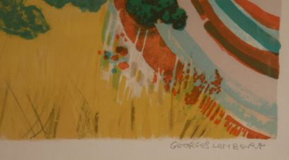 null Georges LAMBERT (1919-1998)
Village côtier
Lithographie signée en bas à droite,...