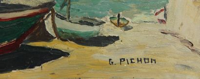 null Guy PICHON (1933-2007)
Fishing boats on the pier
Oil on panel signed lower right.
38...