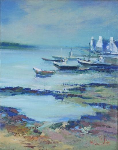 null Michel POLIN (XXth c.)
Marine
Oil on canvas signed lower right, signed on the...