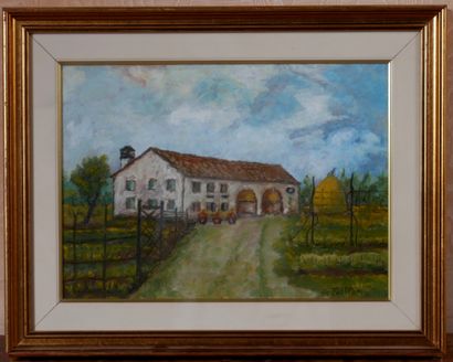 null *Attilio FOLTRAN
The farm
Oil on cardboard signed lower right
25 x 34 cm.