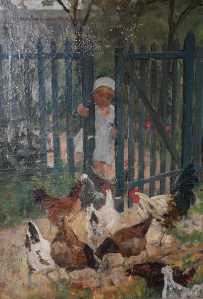 null Modern school
Child entering the farmyard
Oil on canvas
51 x 37 cm (acciden...