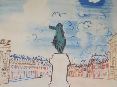 null Raoul DUFY (1877-1953)
Versailles, la statue de Louis XIV
Lithographie en couleurs,...