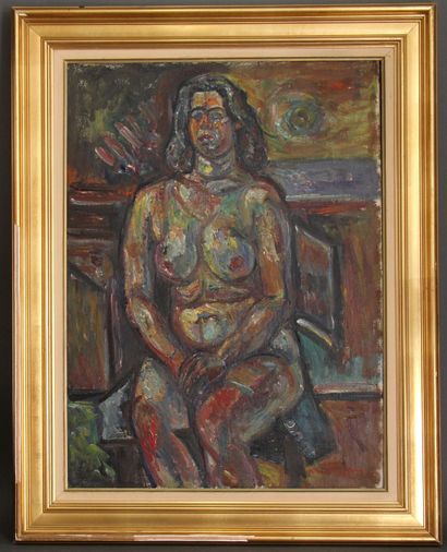 null Pinchus KREMEGNE (1890-1981)
The seated nude model
Oil on canvas. 
Signed lower...