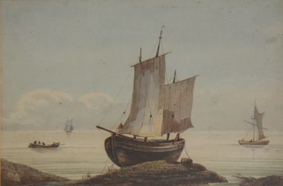 null Ecole du XIXème s.
Les bateaux de pêche
Aquarelle
18 x 26 cm. (tâches)
