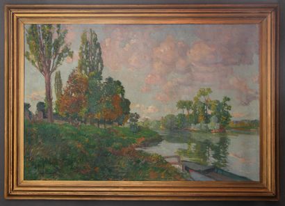 null Modern school
Boat at the edge of the river
Oil on canvas signed lower left
82...