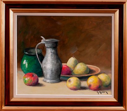 null Modern school
Still life with a pitcher, apples and pears
Oil on canvas signed...