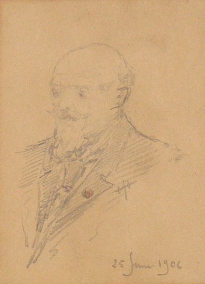 null Modern school
Portrait of a man
Two lead pencils dated June 25-26, 1906 in the...