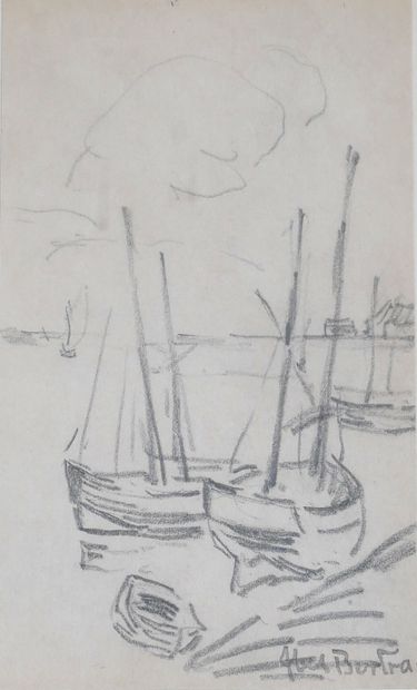 null Abel BERTRAM (1871-1954)
Boats
Plumbline signed with the stamp in bottom on...