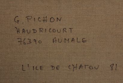 null Guy PICHON (1933-2007)
L'ile de Chatou
Huile sur toile signée en bas à gauche,...