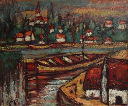 null Henry Maurice d'ANTY (1910-1998)
Le barrage de Bagneux sur Loing
Huile sur toile...