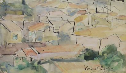 null Vincent BRETON (1919-)
Seaside, Provence
Pen, ink and watercolor signed lower...