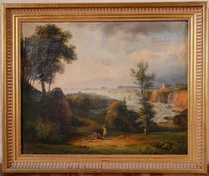 null *French school around 1800
Animated landscape
Oil on canvas
33 x 40 cm.