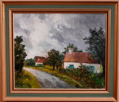 null Modern school
Entrance of the village
Oil on canvas signed lower right
54,4...