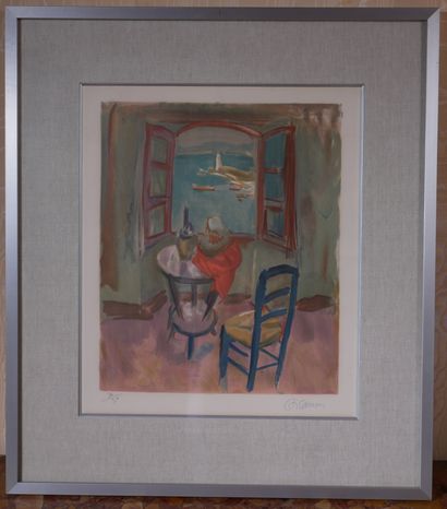 null *Charles CAMOIN (1879-1965)
The window on the port
Color lithograph signed lower...