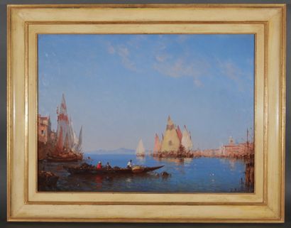 null Amédée ROSIER (1831-1898)
Boat in the lagoon of Venice
Oil on canvas signed...