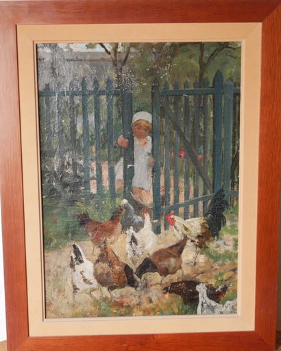 null Modern school
Child entering the farmyard
Oil on canvas
51 x 37 cm (acciden...