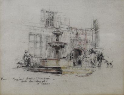 null Charles JOUAS (1866-1942)
Fountain on a busy square
Pencil on paper signed and...