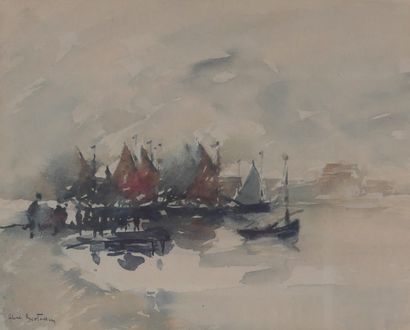 null Abel BERTRAM (1871-1954)
Fishing boats
Watercolor signed lower right
23 x 29...