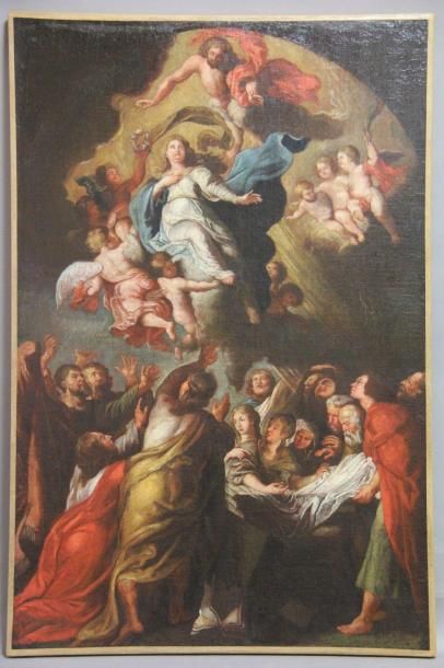 RUBENS Pierre - Paul (Ecole de) 1577 - 1640 L'Assomption de la Vierge Huile sur toile...