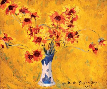 DUNOYER de SEGONZAC André (1884-1974). "Bouquet de fleurs". Huile sur toile, signée...