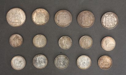 Lot de six pièces de 100 FF (1982-1984-1985-1986-1987-1991),...
