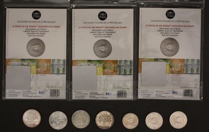 null CURRENCY OF PARIS
Three coins the Euros of the Republic in silver drawn by Sempé...