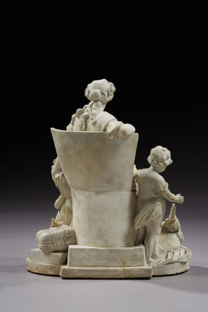 null Group in patinated plaster representing an allegory of prosperity and abundance,...