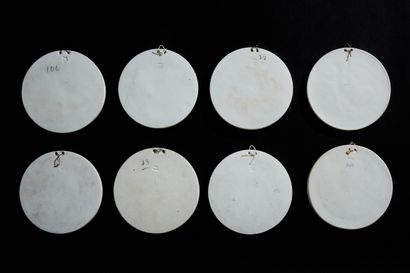 null BING GRONDHAL (Copenhagen)
Suite of eight circular porcelain medallions decorated...