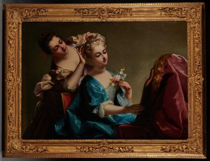 null Jean RAOUX (1677-1724)
The toilet before the ball.
Oil on canvas (lined).
98,7...