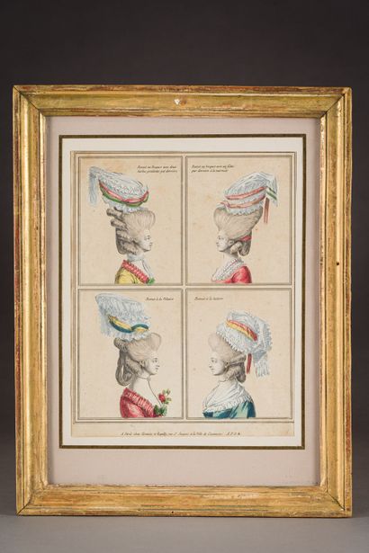 null Gabriel de SAINT AUBIN (1724-1780) after
Suite of four polychrome engravings...