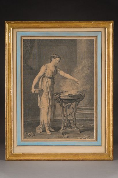 null Lot de trois gravures :
- Jean-Baptiste CHARDIN (1699-1779) d'après
Le négligé...