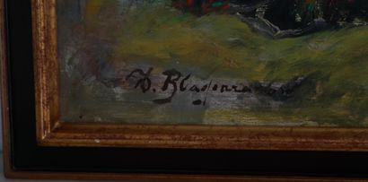 null Fedor BLAGONAVROV (1885-1961)
Soirée mondaine
Huile sur toile signée en bas...