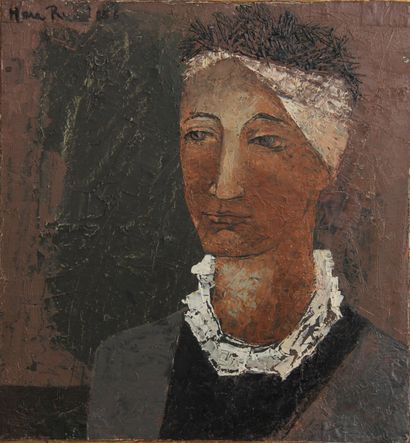 null Mara RUCKI (1920-)
Portrait de femme
Huile sur panneau signée en haut à gauche...