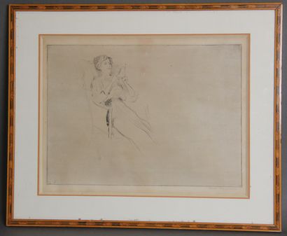null Gaston TRILLEAU (XIX-XXème s.)
Femme à la lecture
Gravure signée en bas à droite...