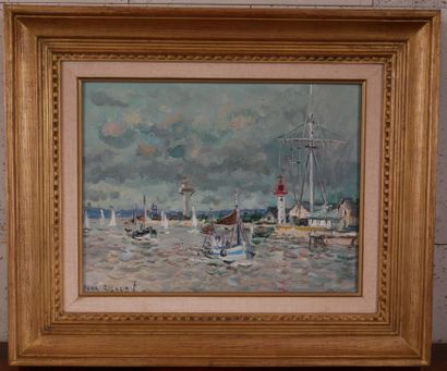 null Jean RIGAUD (1912-1999)
Honfleur, le phare
Huile sur toile signée en bas à gauche,...