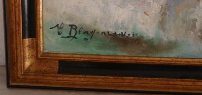 null Fedor BLAGONAVROV (1885-1961)
Deux femmes à table
Huile sur toile signée en...