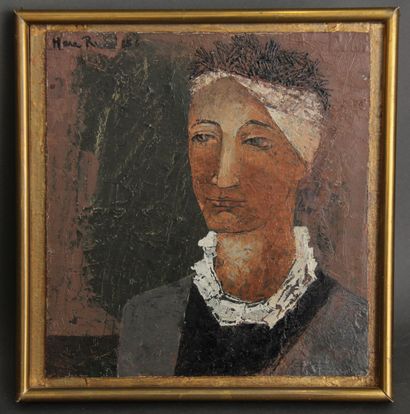null Mara RUCKI (1920-)
Portrait de femme
Huile sur panneau signée en haut à gauche...
