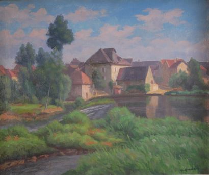 null Charles HUSSLEIN (1894-1971)
Village au bord de la rivière
Huile sur toile signée...