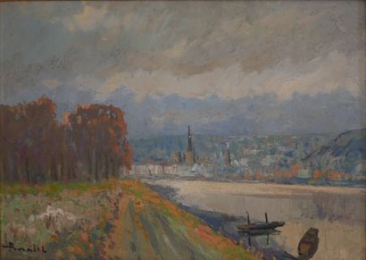 null AMATEL (1950-)
Rouen vue sur la rive gauche
Huile sur toile signée en bas à...