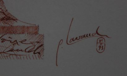 null P. LAVAUD (XXIème s.)
Obélisque
Aquarelle signée en bas à droite, datée VI 93,...