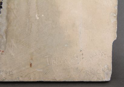 null Thiano RUCKI
Portrait de femme de profil
Mosaïque sur panneau en plâtre, signée...