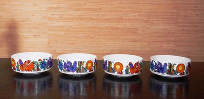 null VILLEROY et BOCH
Quatre bols en porcelaine à décor polychrome modèle Acapulco,...