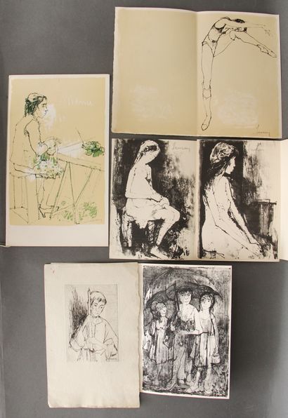 null Jean JANSEM (1920-2013)
Five greeting cards 1963, 1965- 1969 and a menu with...